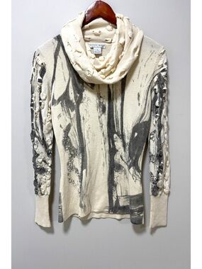 Y2K Alberto Makali Wool Blend Cowl Neck Sweater | Artsy Abstract Indie